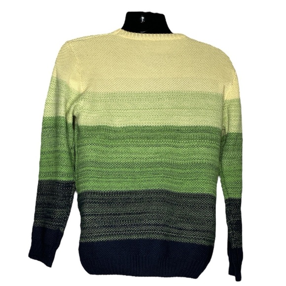Gradient Knit Crewneck Sweater (Size:S/M, Color:Yellow/Green/Black) - Picture 2 of 2